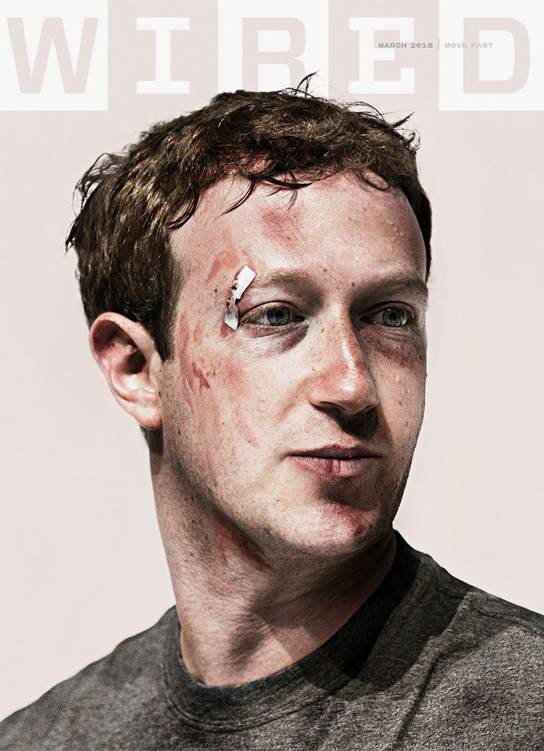 Синяки и ссадины: «избитый» Марк Цукерберг на обложке Wired