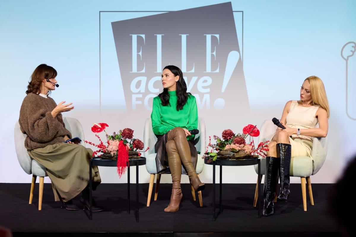 Оля Полякова, Маша Єфросиніна та Ліля Літковська на 11-му ELLE ACTIVE FORUM
